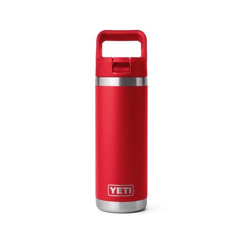 YETI Rambler 18 oz Bottle with Straw Cap, Rescue Red